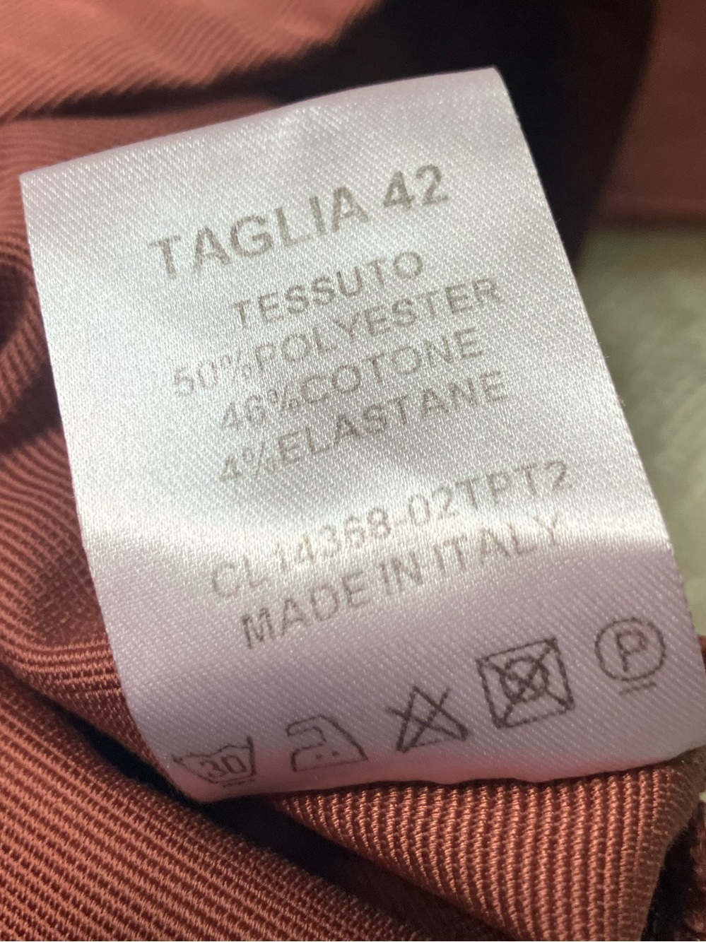CLASS Terracotta Micro Ribbed High Rise Slim Leg Trouser Size 6 - Picture 10 of 10